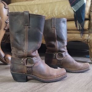 Frye Harness Dark Brown Leather Boots